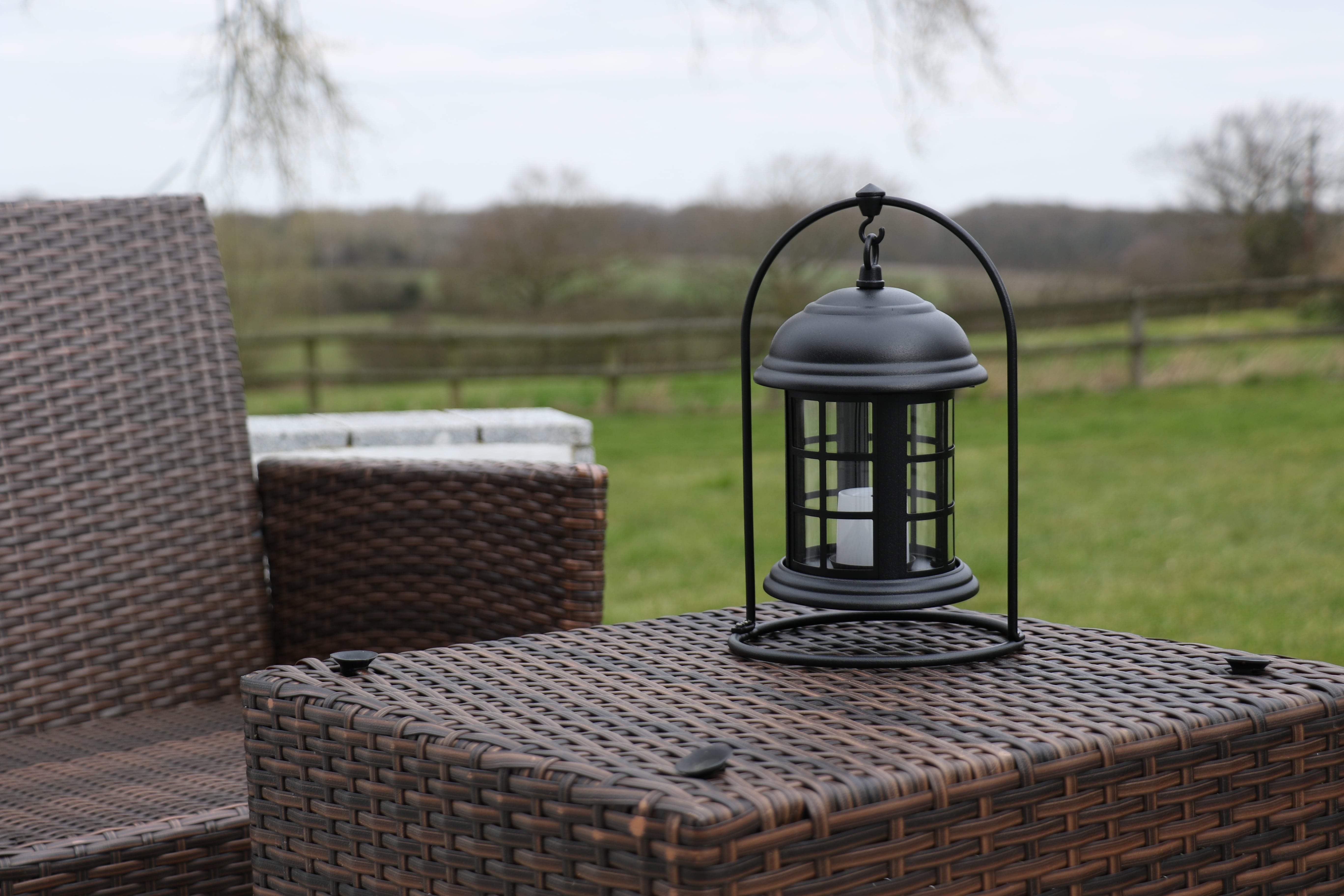 Black Ornate Battery Operated Lantern