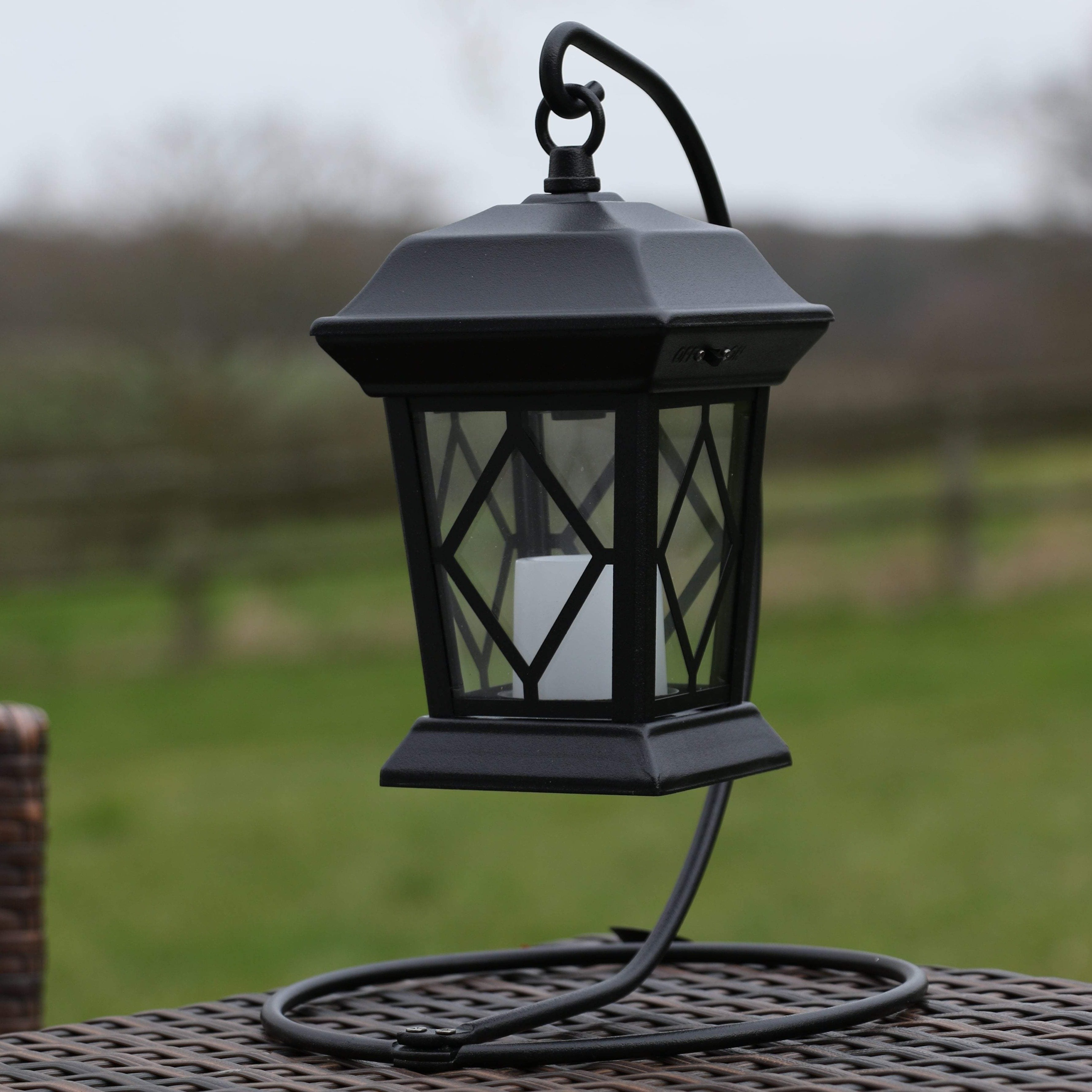 Black Ornate Battery Operated Lantern