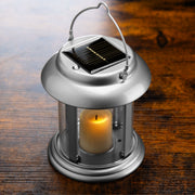 Paradise -  Silver Solar Power Flickering Candle Lantern