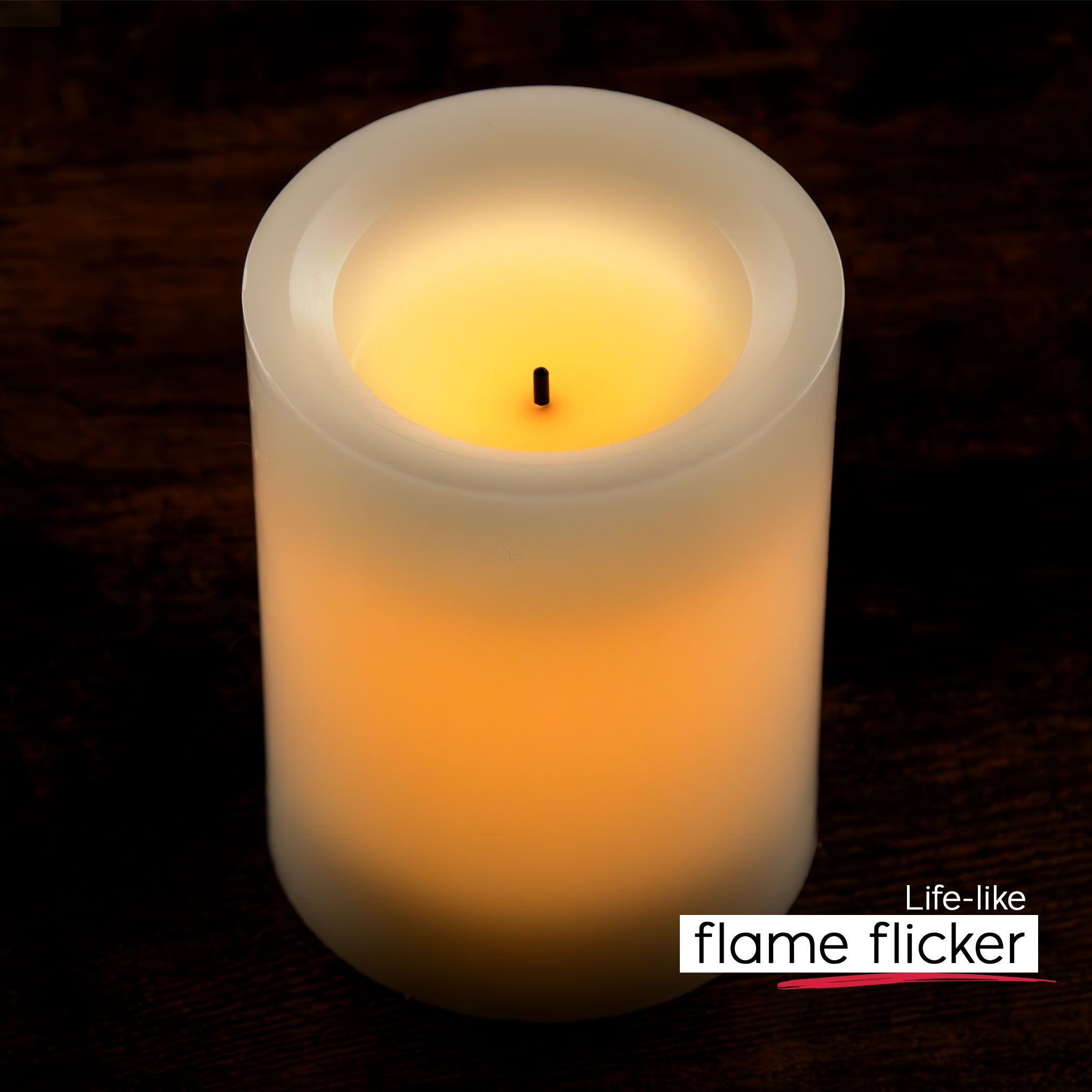 Cream Pillar Battery Vanilla Scented Candle 4 inch